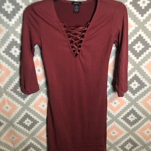 Maroon Bodycon Midi Dress